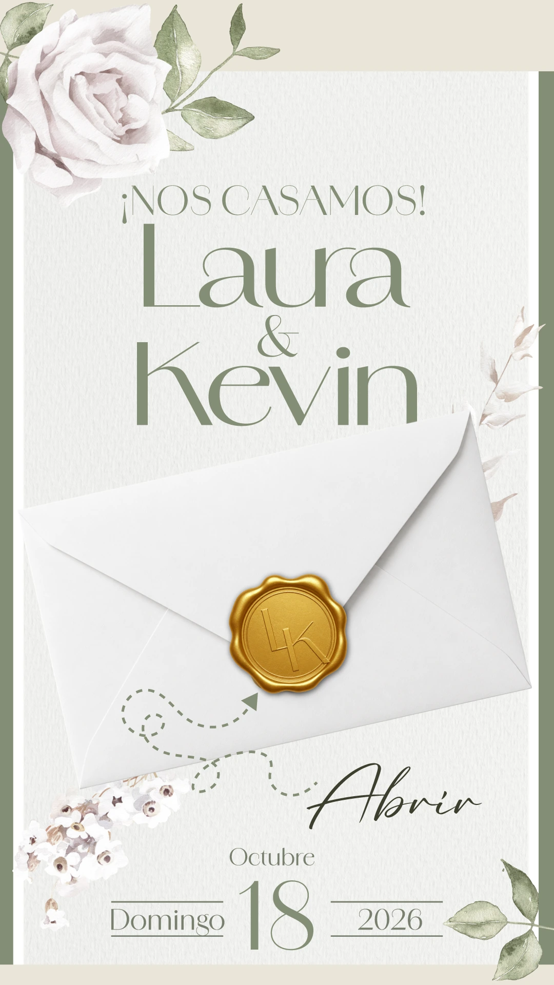 Invitación de Laura & Kevin. Domingo 18 Octubre 2026